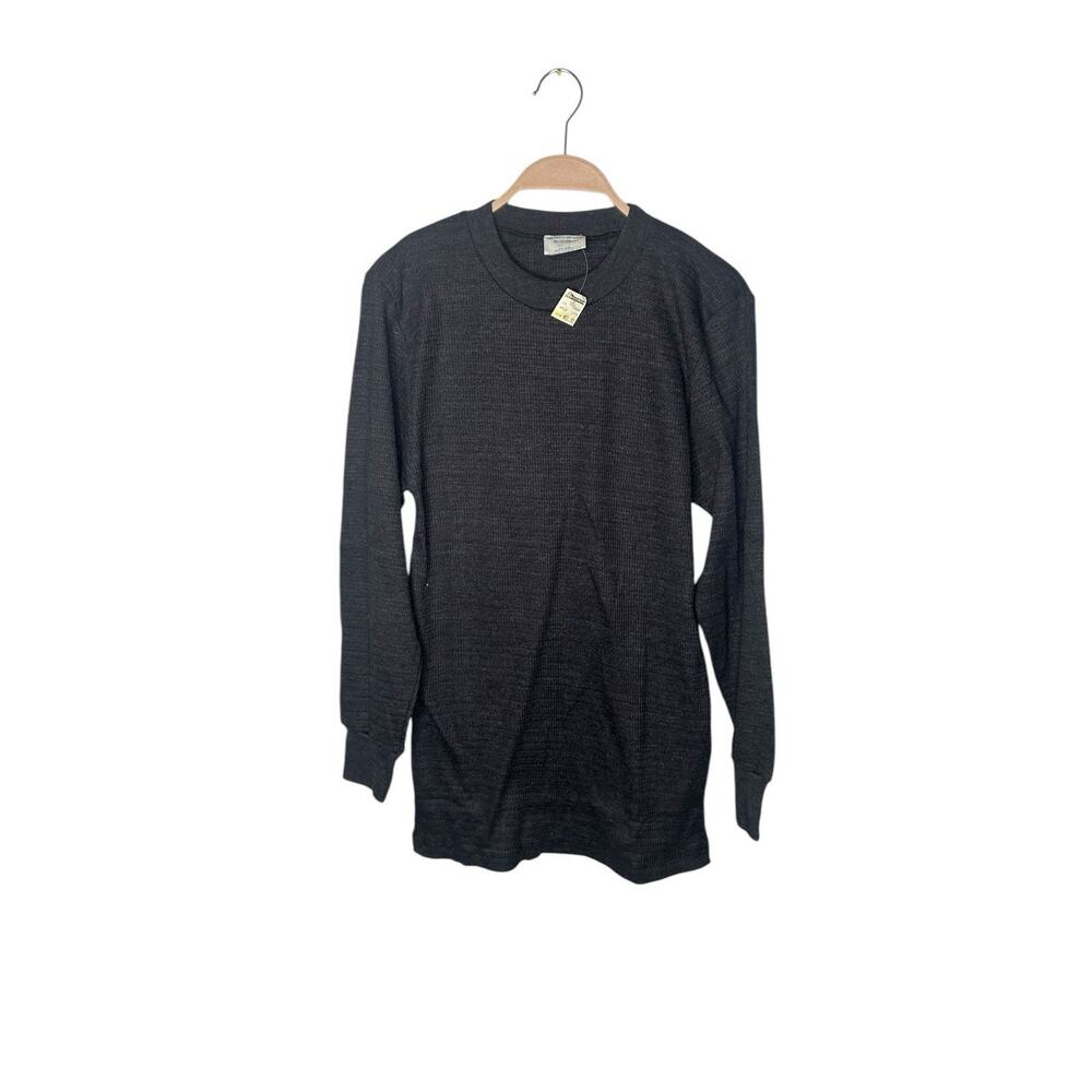 Vintage Duckwall Alco‎ charcoal black long sleeve thermal underwear shirt Large